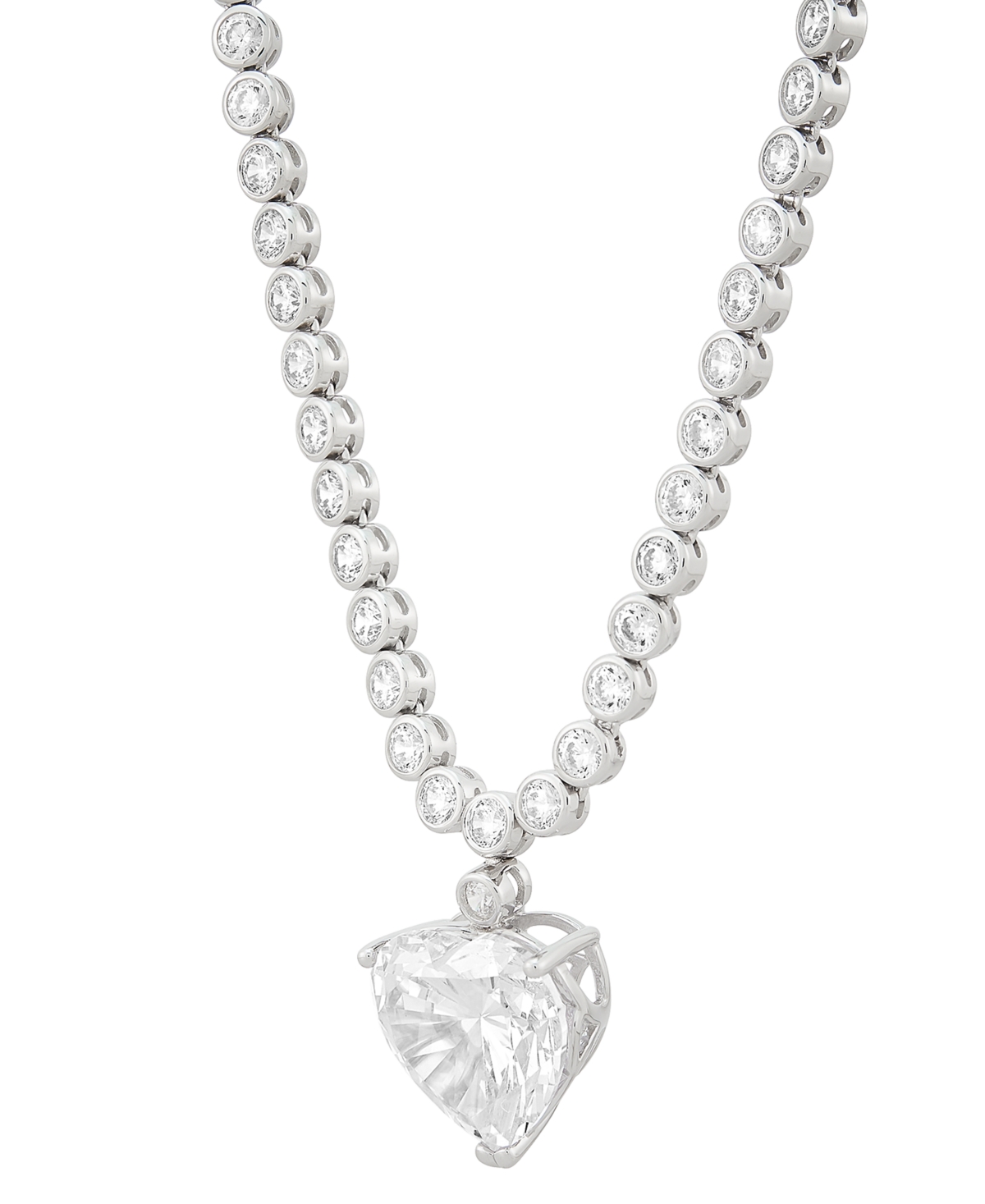 Shop Arabella Cubic Zirconia Heart & Bezel-set 18" Pendant Necklace In Sterling Silver