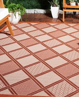 Courtyard CY7570 Cream and Terracotta 8' x 11' Outdoor Area Rug