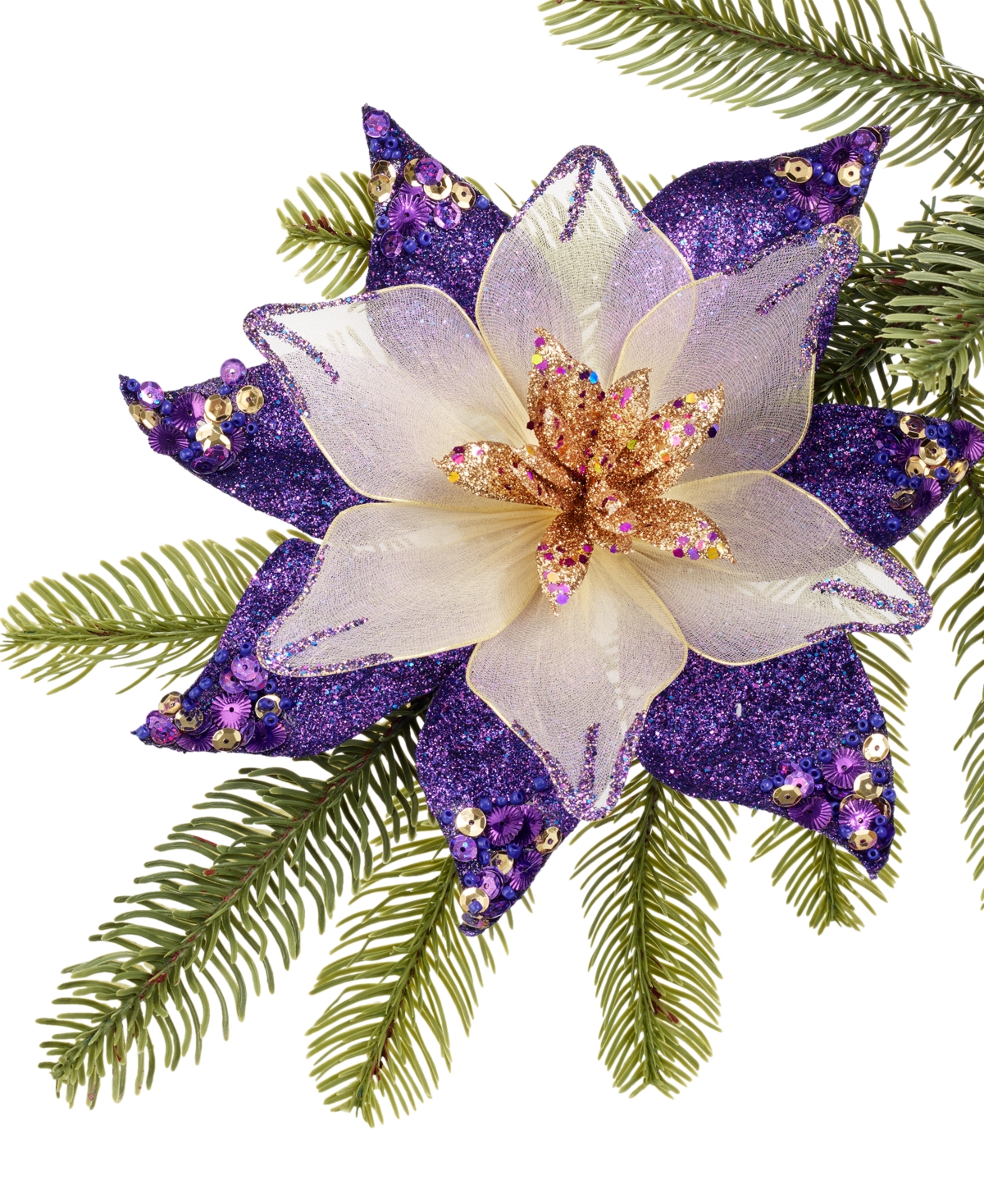 Holiday Lane Jewel Tones Purple Flower Ornament, Exclusively at Macy's