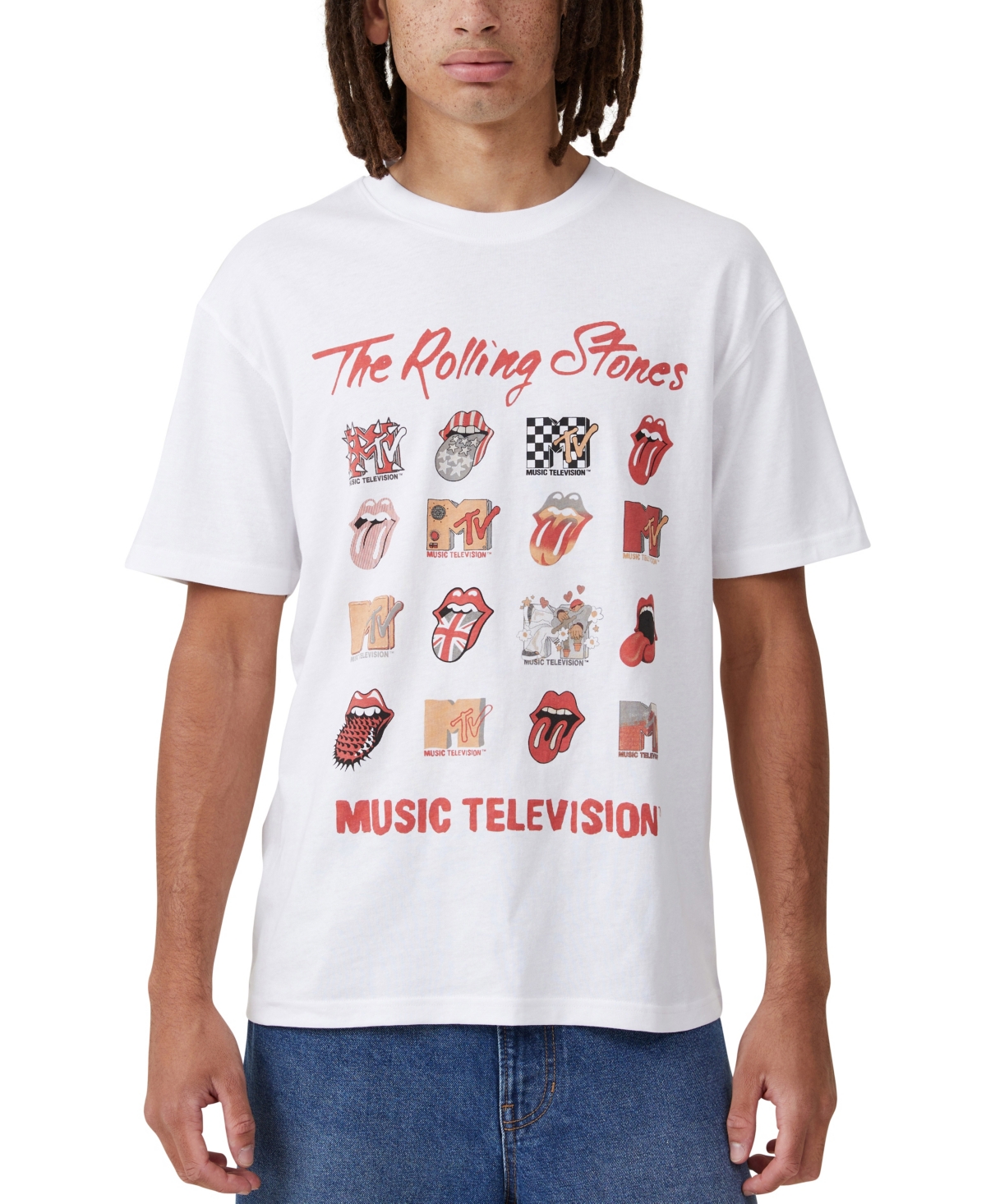 Shop Cotton On Men's Mtv X Rolling Stones Loose Fit T-shirt In White