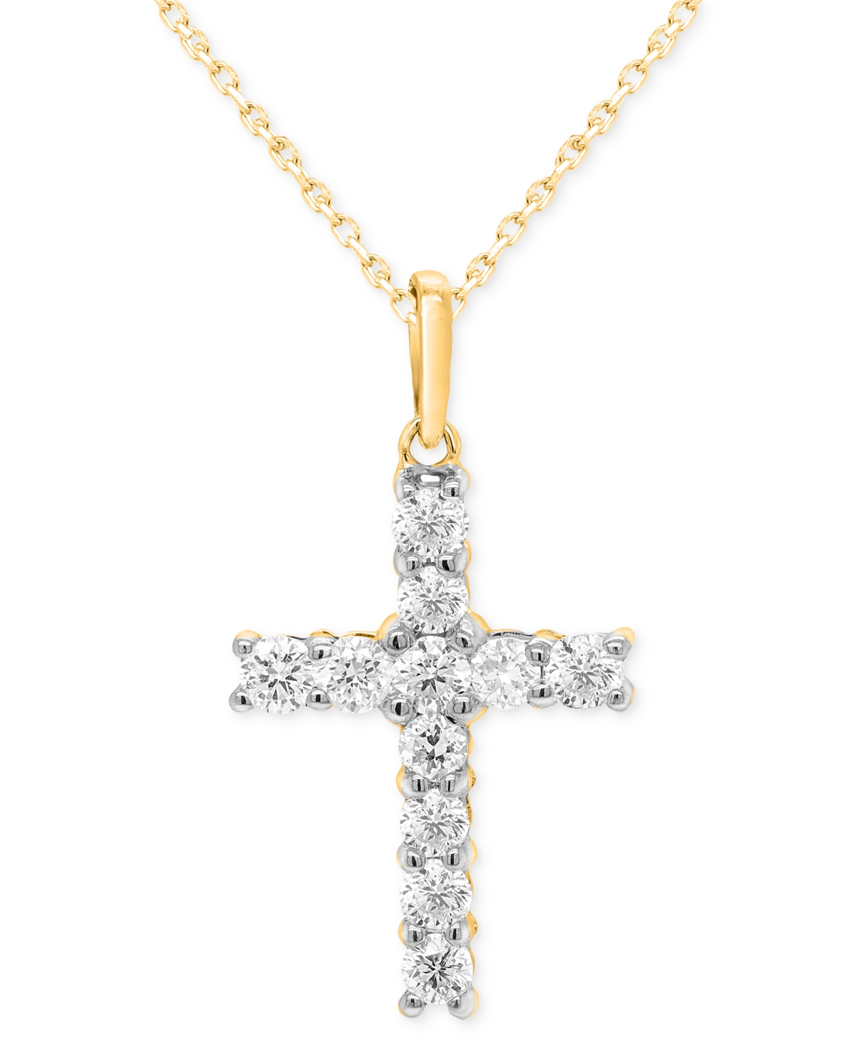 Shop Forever Grown Diamonds Lab-created Diamond Cross 18" Pendant Necklace (1/2 Ct. T.w.) In Sterling Silver Or 14k Gold-plated  In Gold-plated Sterling Silver