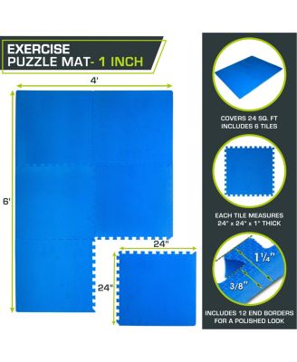 Exercise Puzzle Mat 1-in, 24 Sq Ft - 6 Tiles