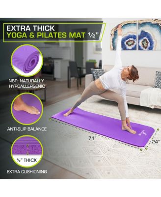 Extra Thick Yoga and Pilates Mat with Sling, 1/2 Inch