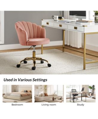 Woman Modern Cute Shell Back Upholstered Desk Chair for Vanity, Living Room