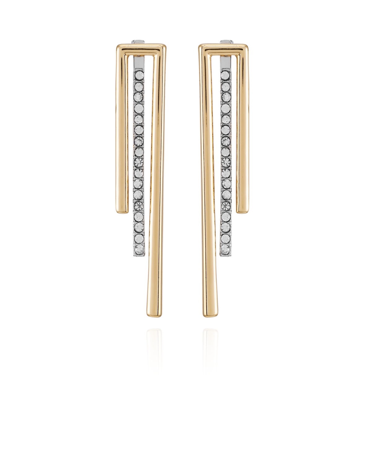 Shop Vince Camuto Two-tone Glass Stone Drop Dangle Earrings In Gold