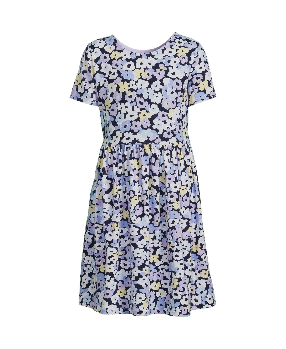 Lands' End Girls Short Sleeve Gathered Waist Jersey Dress