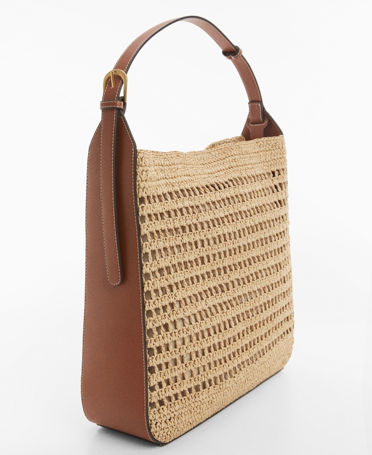 Shop Mango Women's Natural Fiber Sack Bag In Brown