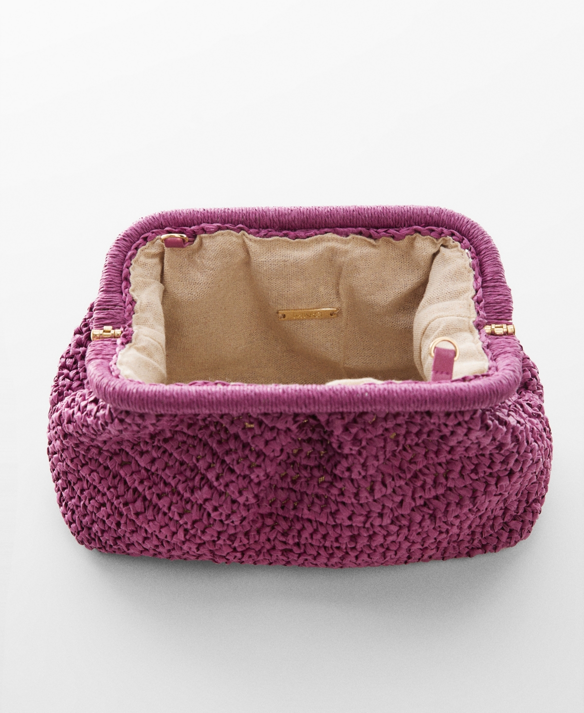 Shop Mango Women's Natural Fiber Clutch Bag In Pink
