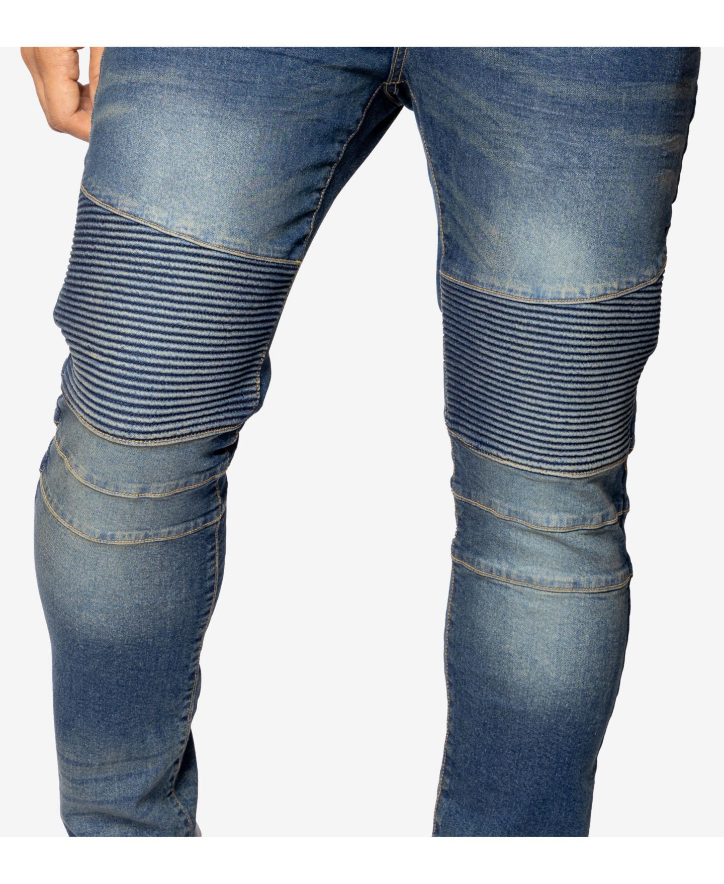 Мужские джинсы X-Ray RAW X Skinny Fit Moto, цвет: Средний синий — фото 10