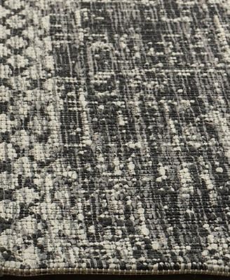 Courtyard CY8736 Light Gray and Black 8' x 11' Sisal Weave Outdoor Area Rug