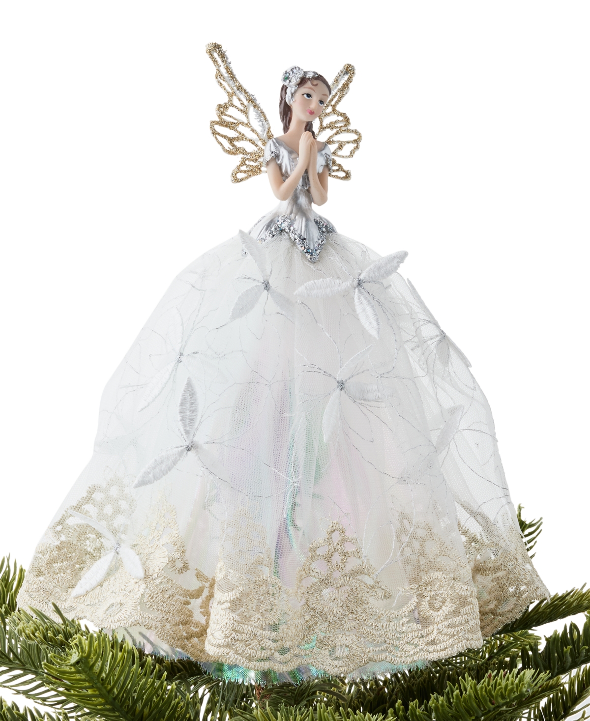 Holiday Lane Lace-Trimmed Fairy Tree Topper, Exclusively at Macy's
