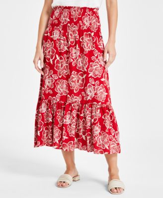 Nautica Jeans - Women's Floral Smocked-Waist Midi Dress