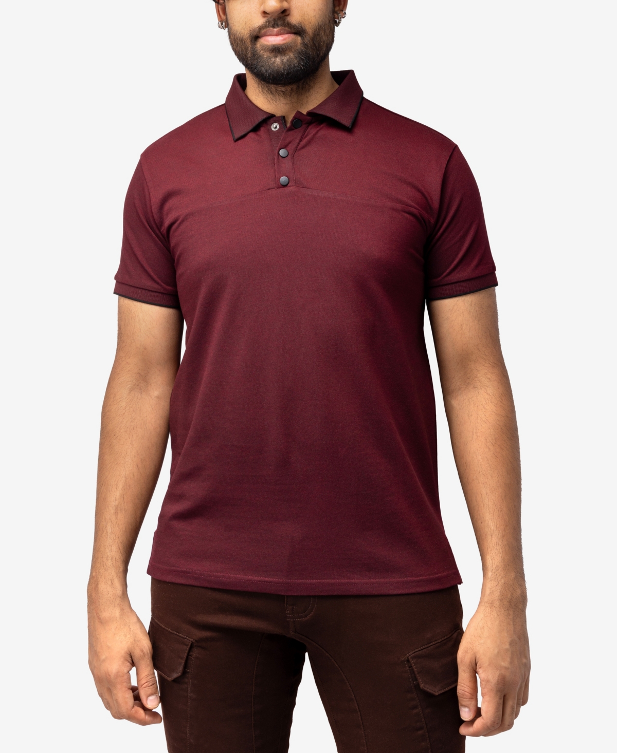 Shop X-ray Men's Short Sleeve Pieced Pique Tipped Polo In Sand