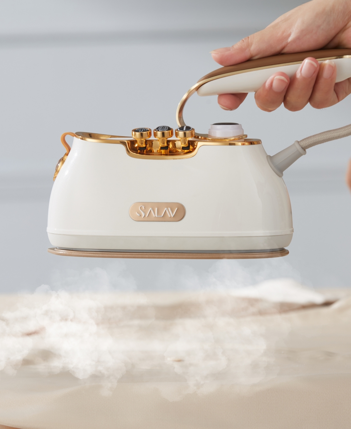 Salav Retro Edition Duopress Handheld Steamer Iron and Fabric Shaver Lint Roller Set Titanium