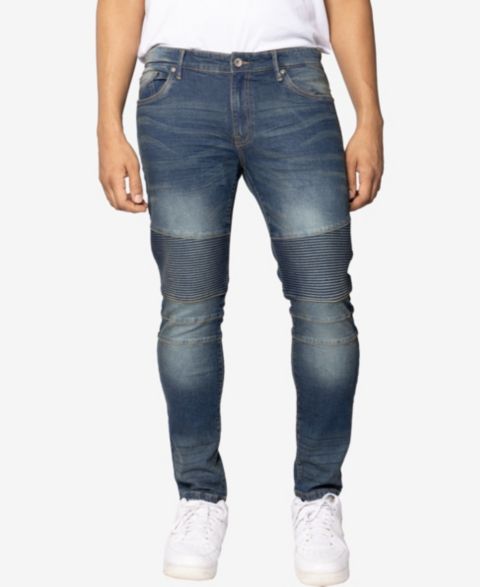 Мужские джинсы X-Ray RAW X Skinny Fit Moto, цвет: Средний синий