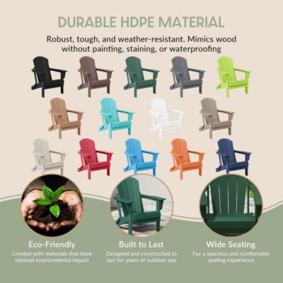 3 Piece Set Outdoor Folding Adirondack Chairs with Side Table