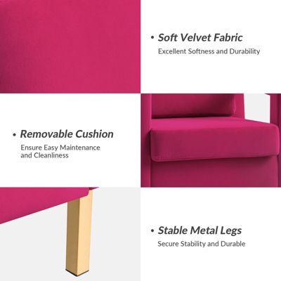 Levitt Square Arm Velvet Accent Chair with Metal Base