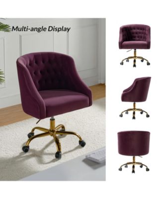   Standard   Velvet, Gold Metal   Stylish, Compact Desk Chair
