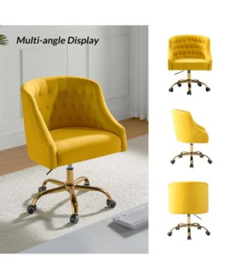   Standard   Velvet, Gold Metal   Stylish, Compact Desk Chair