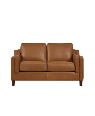 Bella 60" Top Grain Leather Loveseat - Macy's