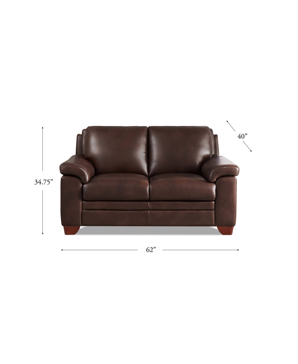 Hydeline Magnum 62" Top Grain Leather Loveseat In Chestnut Brown