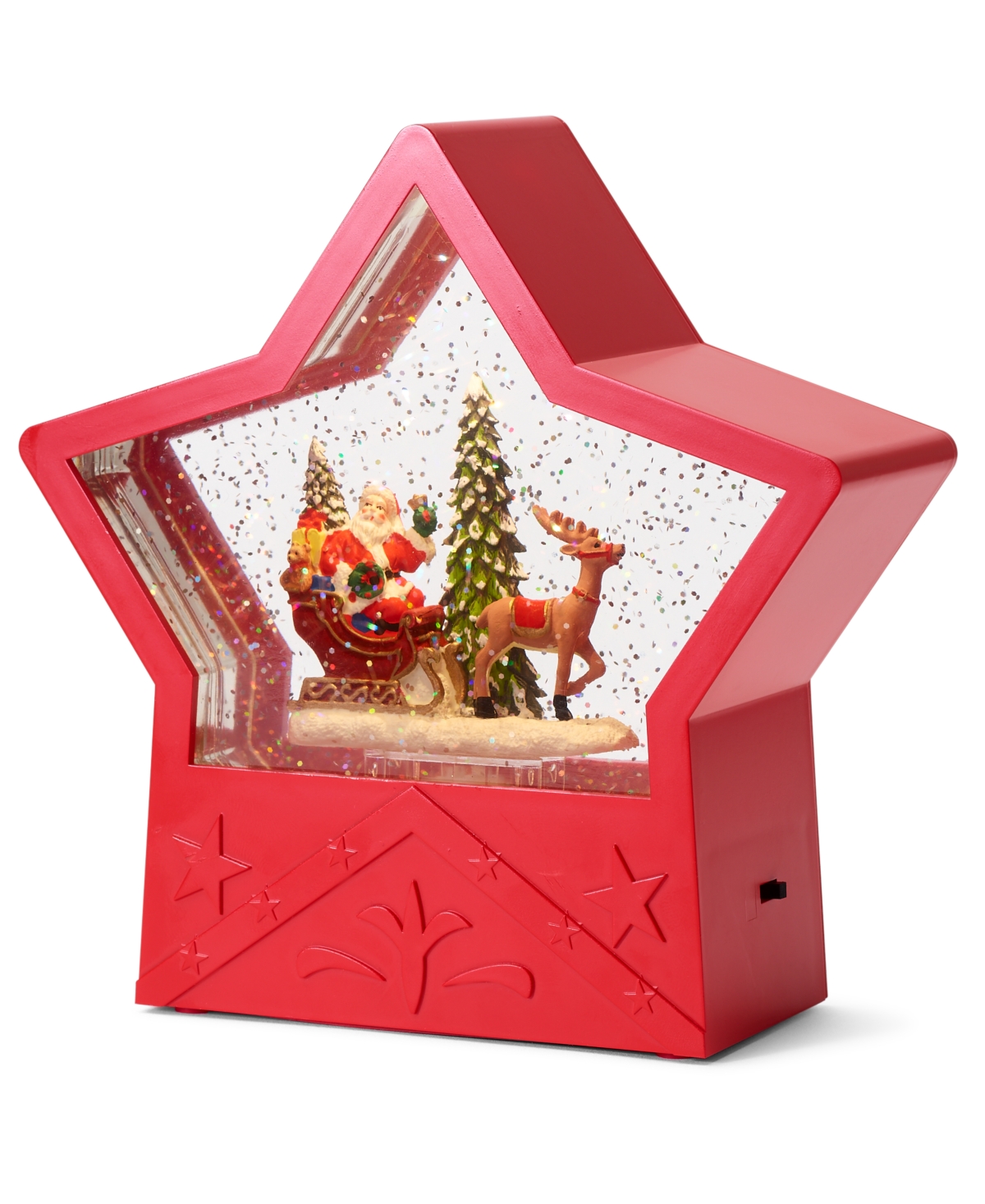 Holiday Lane Christmas Cheer Led Red Star Santa Waterglobe, Exclusively at Macy's