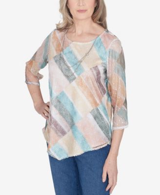 Scottsdale Women's Stained Glass Popcorn Top With Necklace