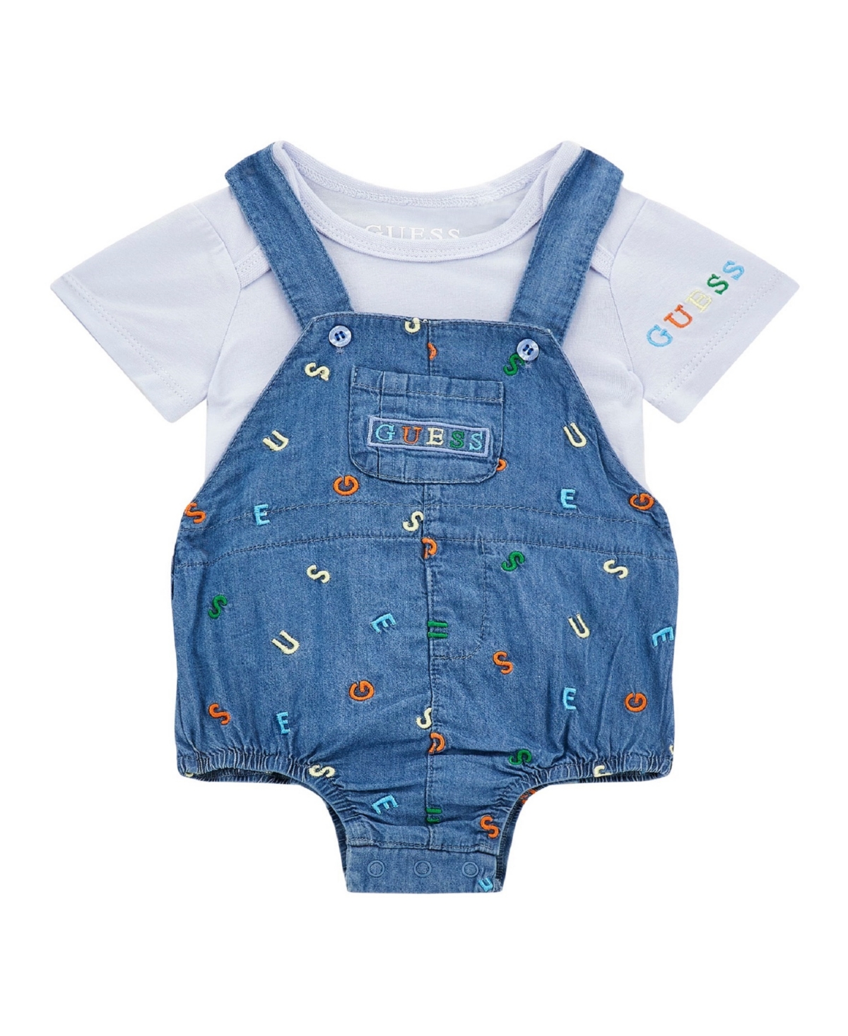 GUESS BABY BOY SHORT SLEEVE BODYSUIT AND EMBROIDERED BUBBLE 