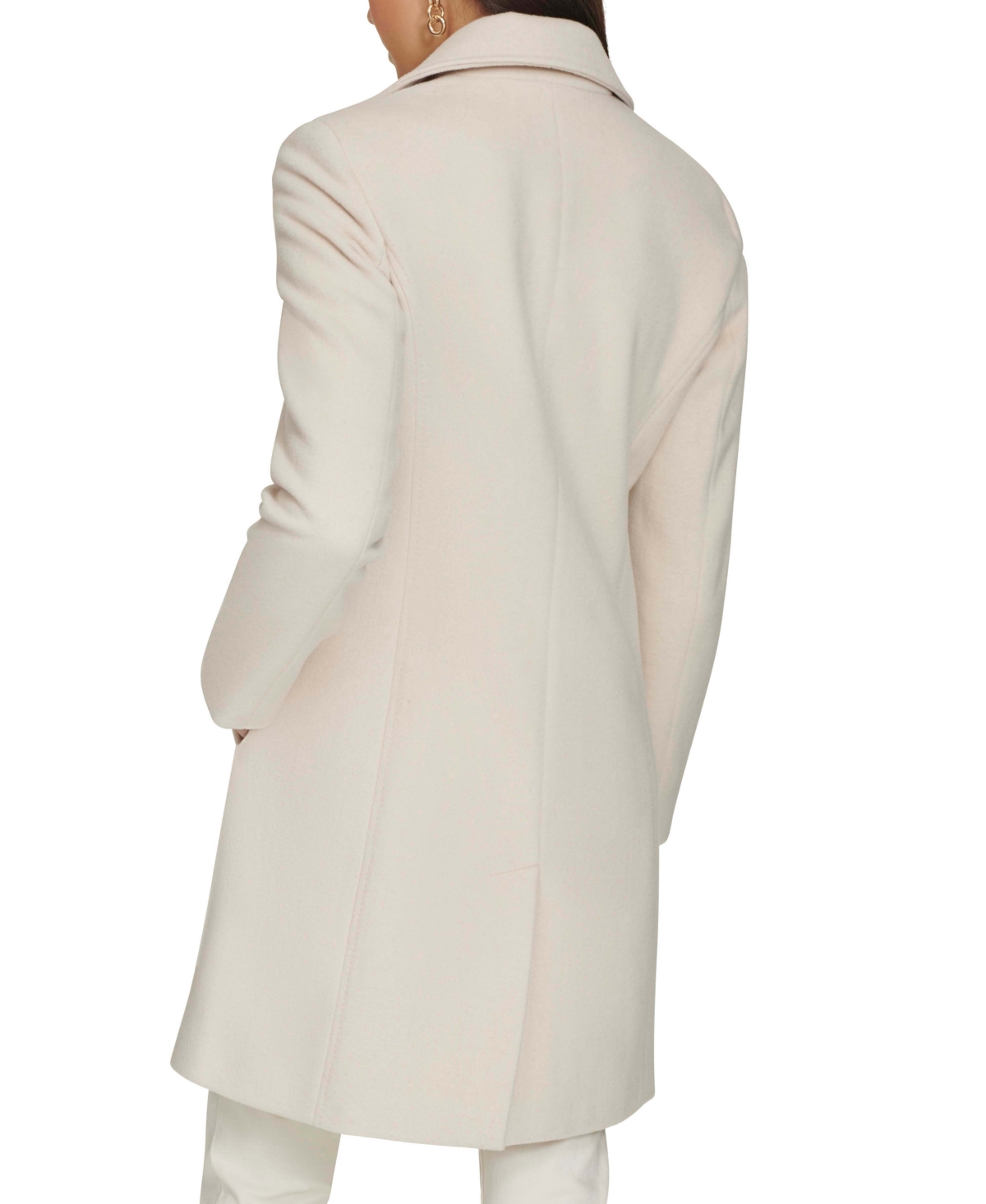CALVIN KLEIN WOMENS SINGLE-BREASTED WOOL BLEND COAT 