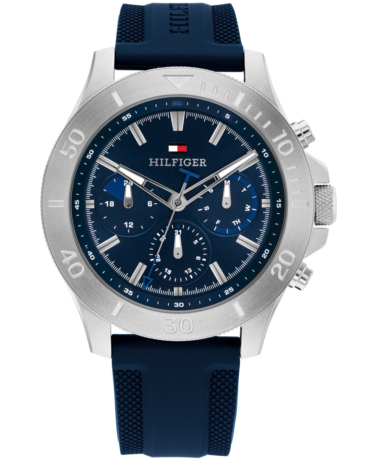 Shop Tommy Hilfiger Men's Navy Blue Silicone Watch 46mm
