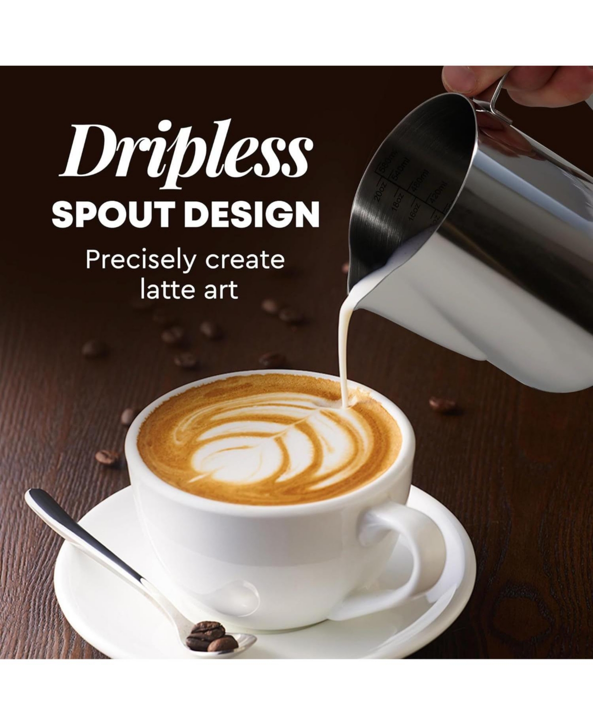 Milk Frother Cup - Stainless Steel Frothing Pitcher