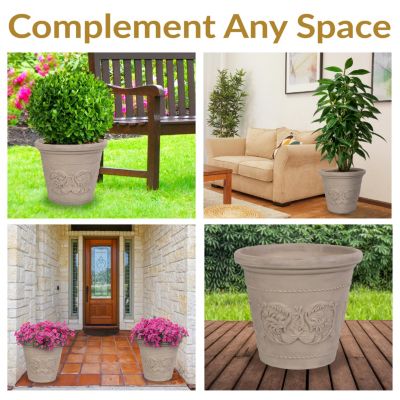 Indoor/Outdoor Patio, Garden, or Porch Weather-Resistant Double-Walled Arabella Flower Pot Planter - 20"