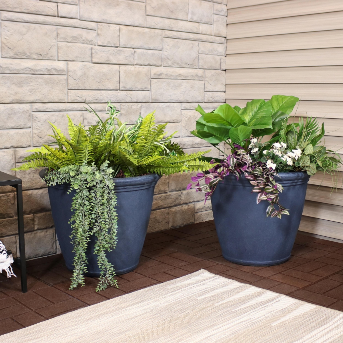 Sunnydaze Decor Anjelica Unbreakable Polyresin Planter - Slate - Set of 4