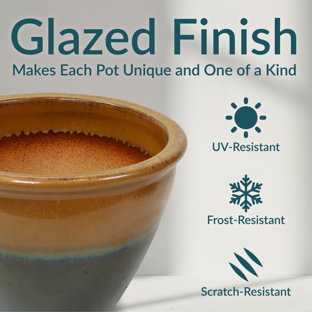 Sunnydaze Decor Chalet High-Fired Glaze Ceramic Planter - Forest Lake Green