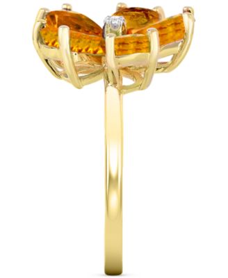Citrine (3-1/4 ct. t.w.) & Diamond Accent Flower Ring in 14k Gold-Plated Sterling Silver