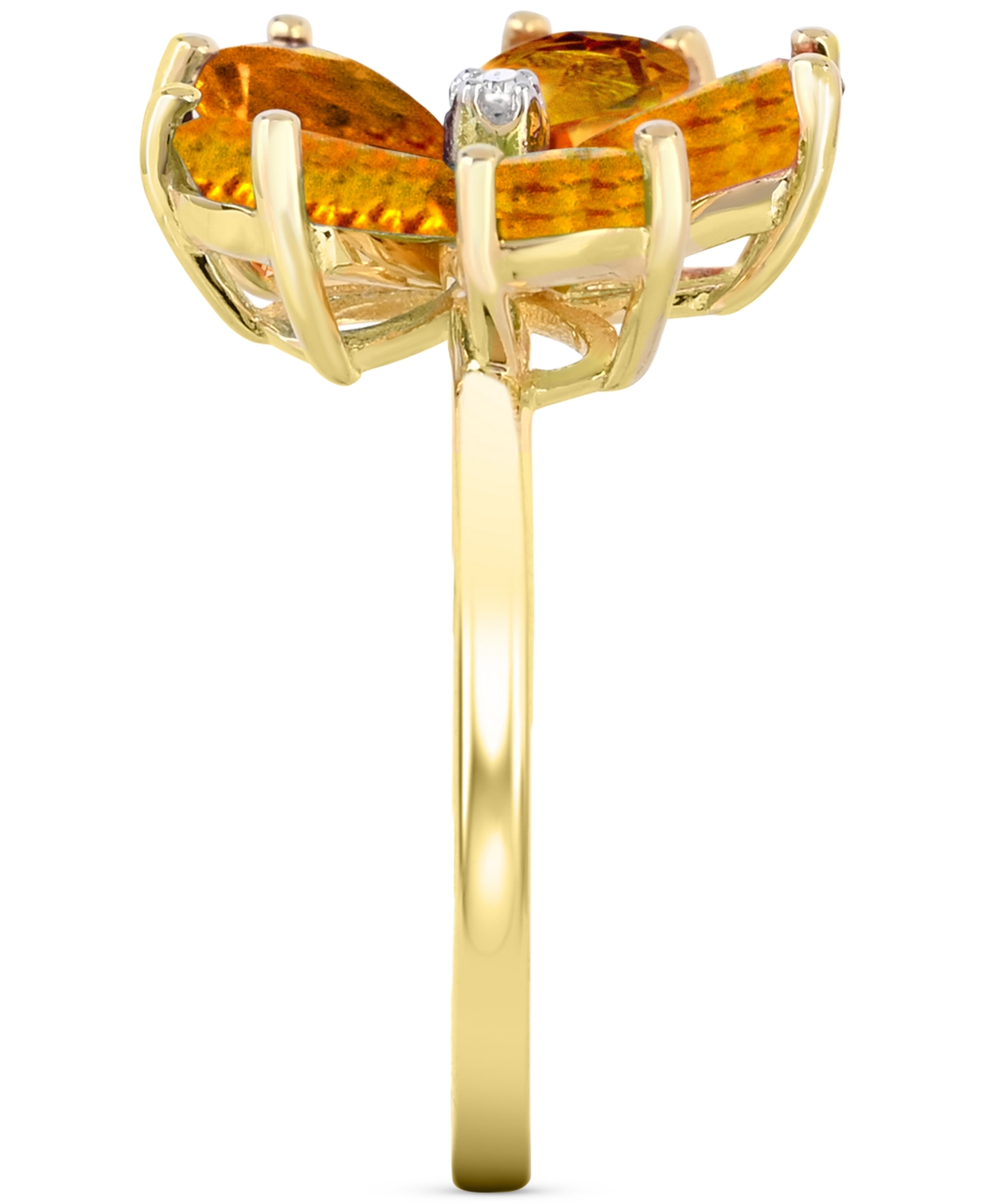 (3-1/4 ct. t.w.) & Diamond Accent Flower Ring in 14k Gold-Plated Sterling Silver - Citrine