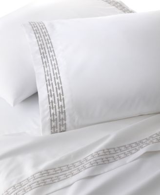 Chain Links Embroidered 500 Thread Count Pima Cotton Fitted Sheet, Queen, Exclusively at Macy's