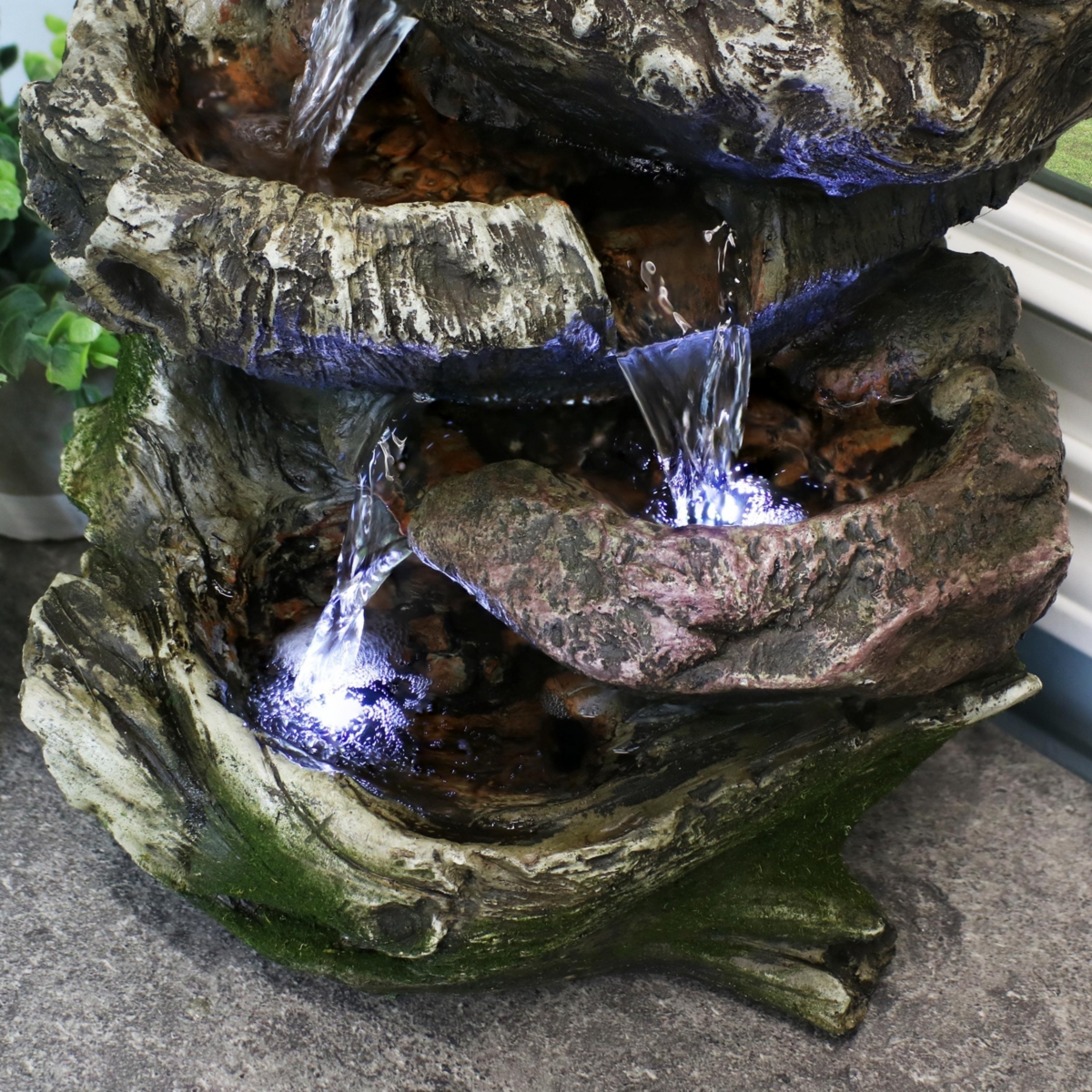 Sunnydaze Decor Rock Falls 5-Step Indoor Water Fountain with Led Lights -