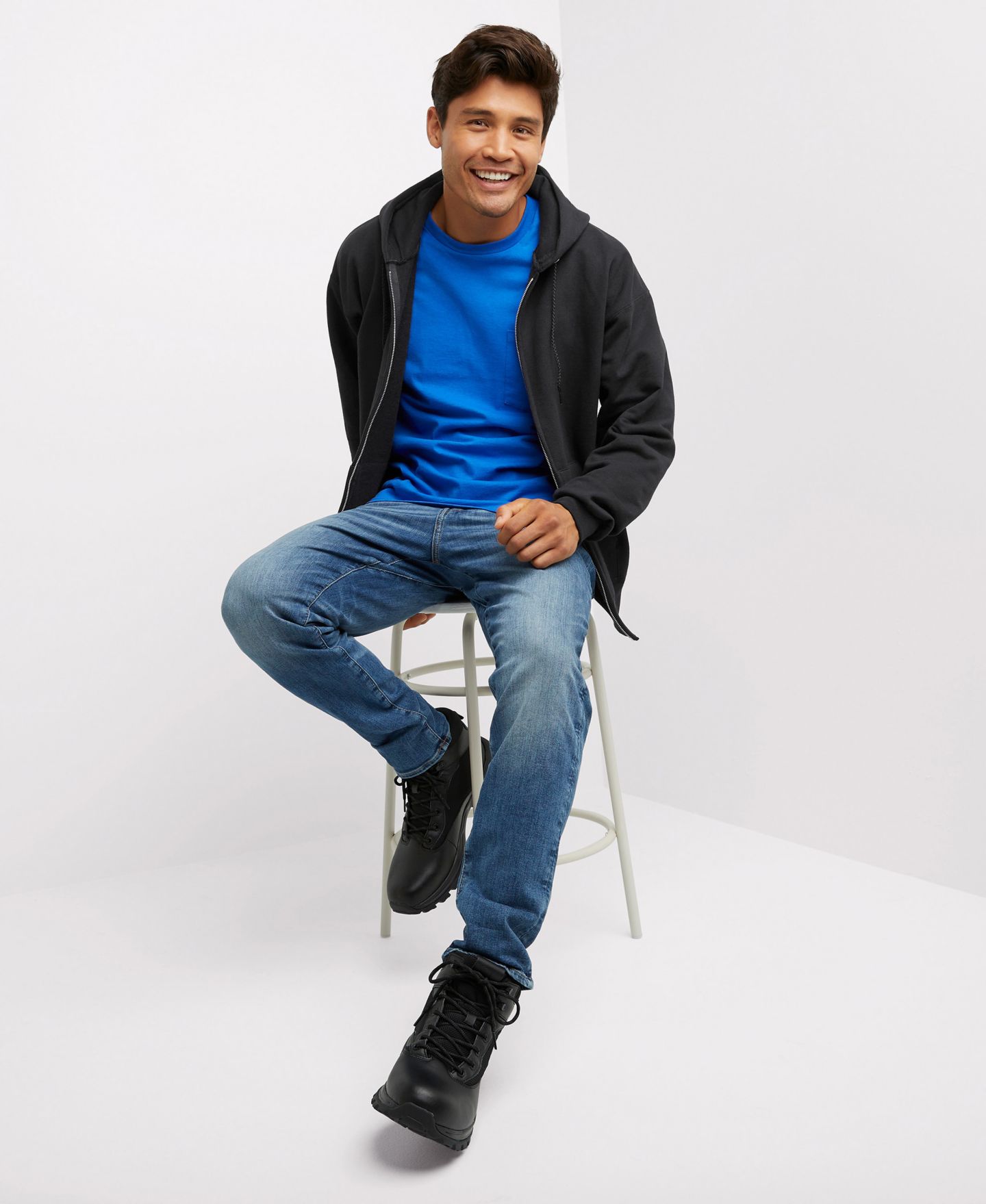 Мужское худи Hanes Ultimate Full-Zip Heavyweight Fleece, цвет: Чёрный — фото 1