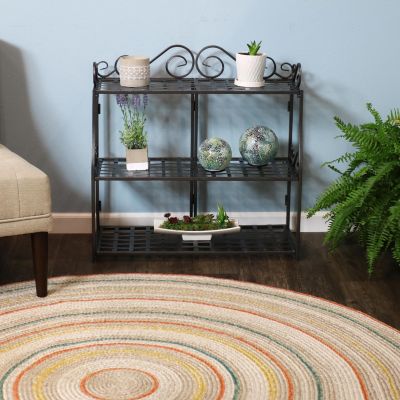 3-Tier Metal Iron Plant Stand with Scroll Design