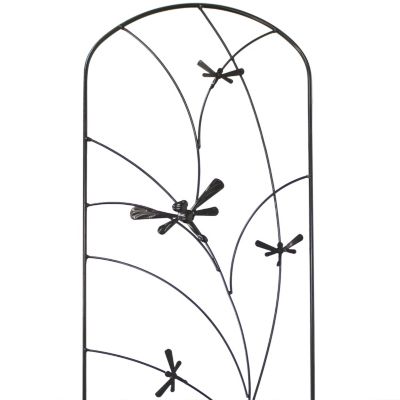 Decorative Steel Metal Dragonfly Delight Design Garden Trellis - 55.75" H - Black - 2-Pack