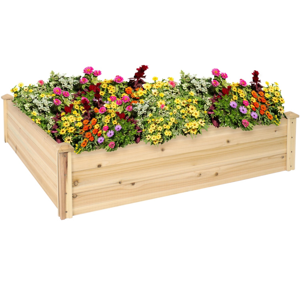 Sunnydaze Decor Wooden Fir Square Raised Garden Bed - - Natural