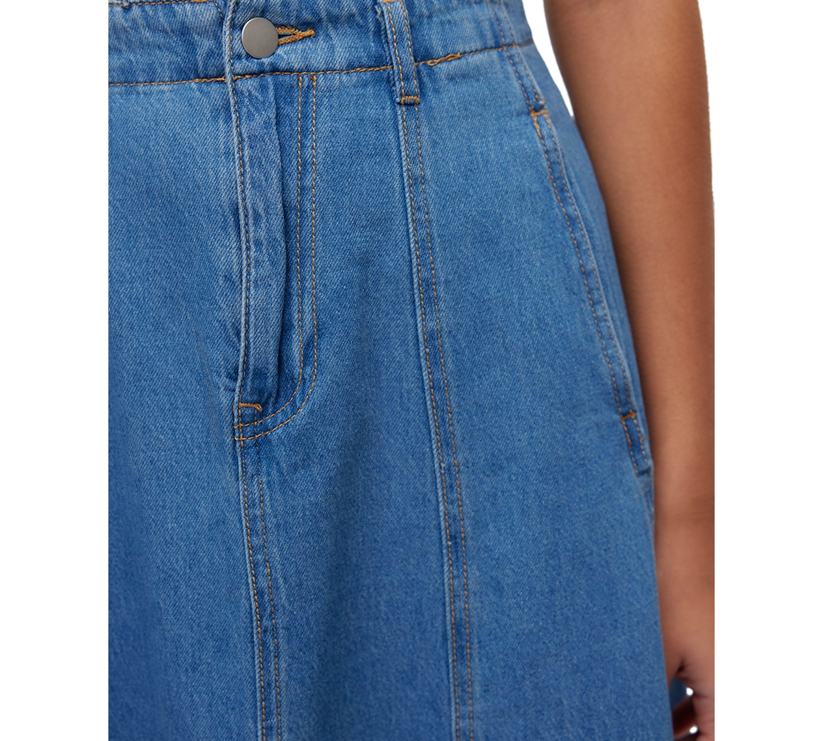 Shop Vero Moda Women's Brynn Cotton Midi Denim Skirt In Medium Blue