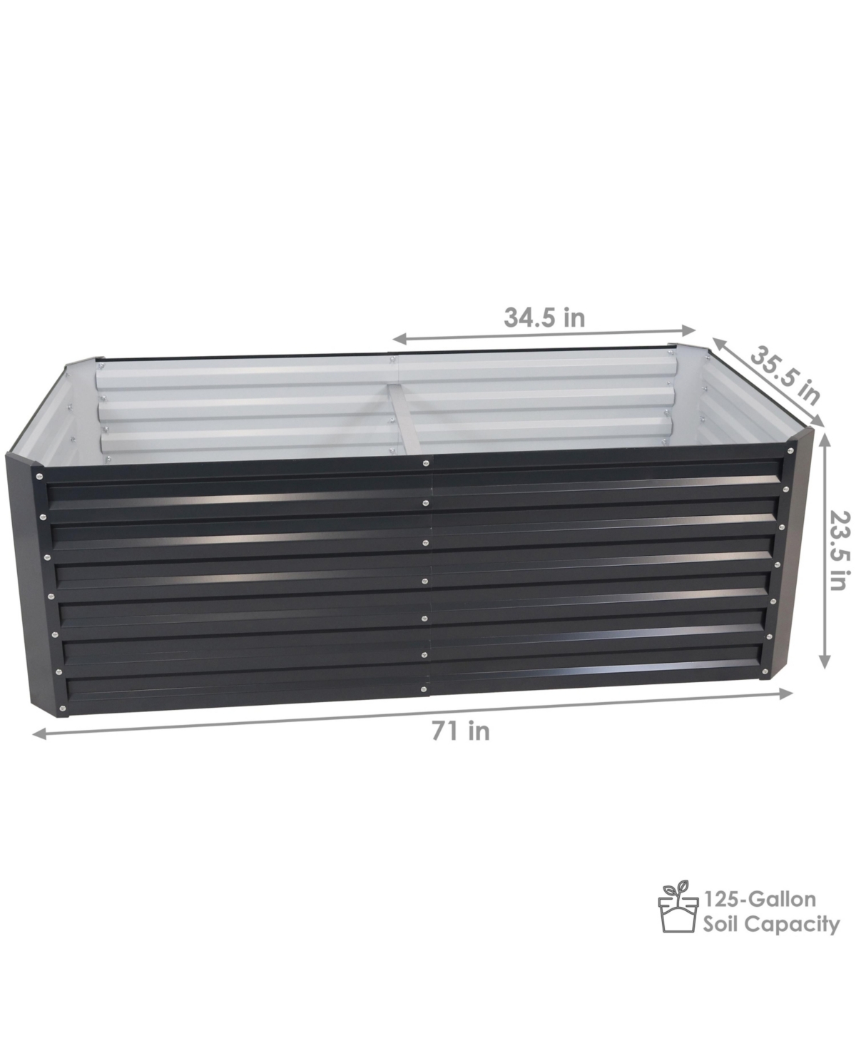 Sunnydaze Decor Galvalume Steel Rectangle Raised Garden Bed - Dark Gray -