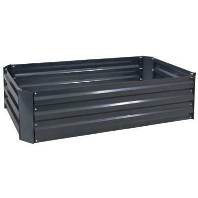 Raised Corrugated Galvanized Steel Rectangle Garden Bed for Plants, Vegetables, and Flowers - 48" L x 11.75" H