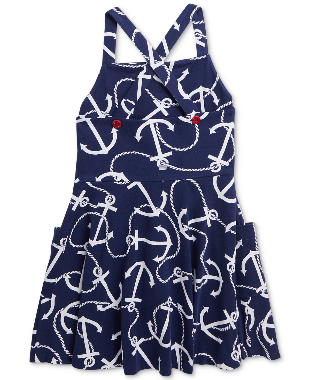 Shop Polo Ralph Lauren Toddler & Little Girls Anchor-print Cotton Jersey Dress In Navy