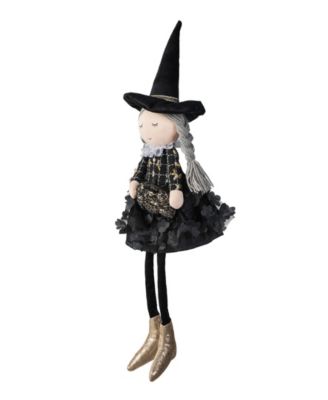 Glitzhome 29“H Halloween Fabric Dressed Witch Sitter - Macy's