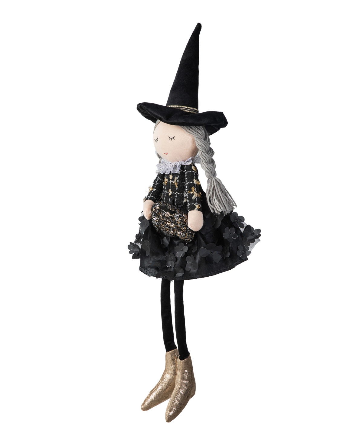 29"H Halloween Fabric Dressed Witch Sitter - Multi