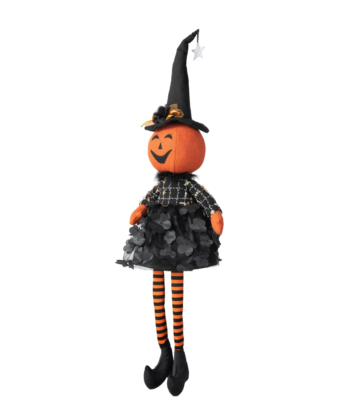 30"H Halloween Fabric Dressed Pumpkin Sitter - Multi
