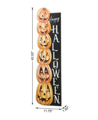 42"H Lighted Halloween Wooden Stacked Pumpkins Porch Sign with Timer